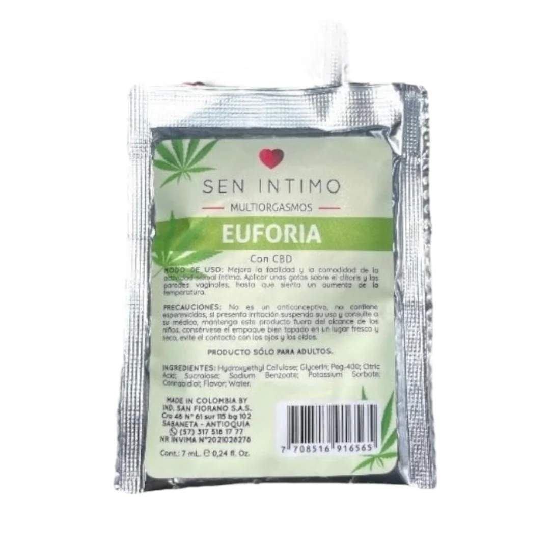Lub. Multiorgasmos Euforia con CBD Sachet 7ml Sen Íntimo (Unidad) PRECIO PUBLICO 10.500