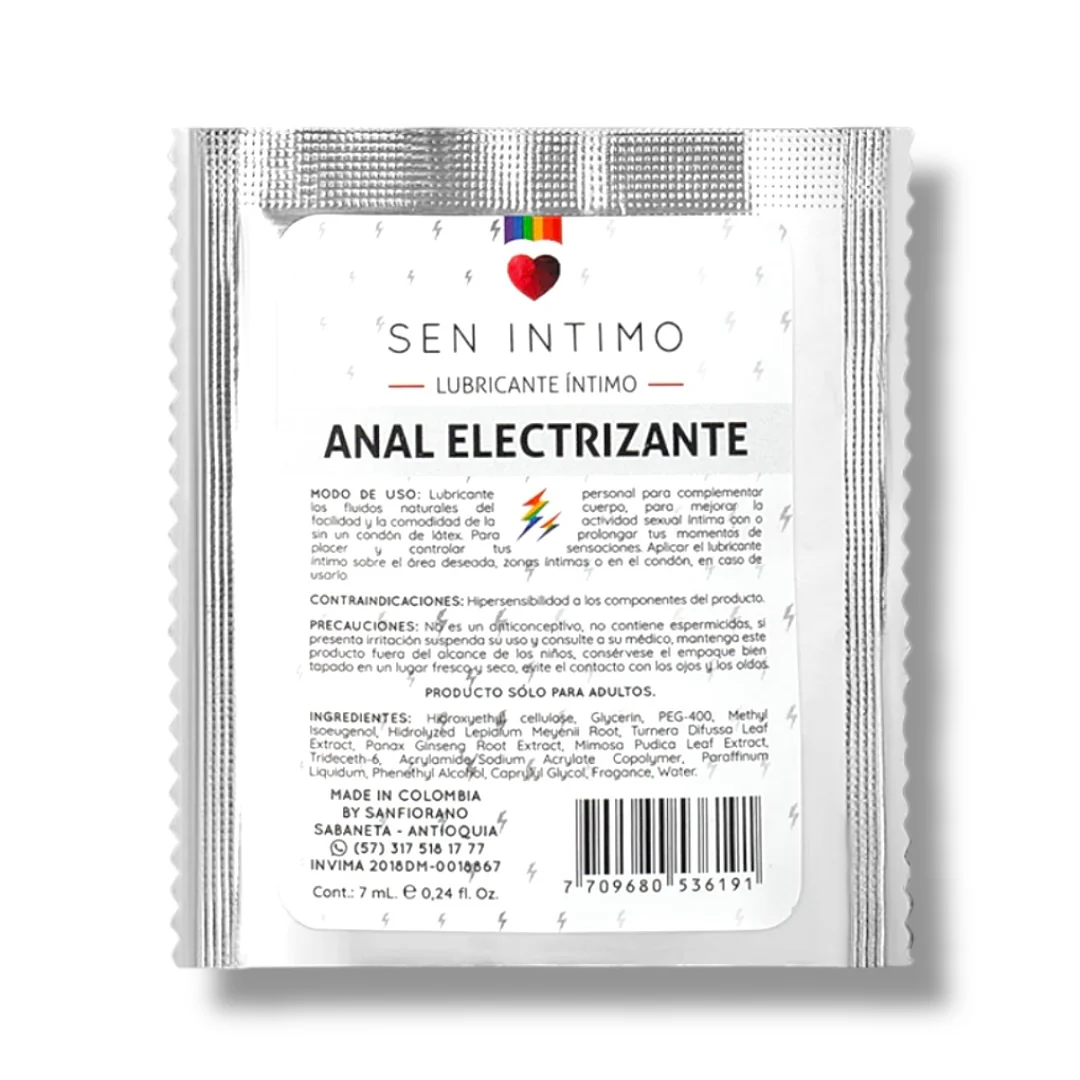 Lub. Anal Electrizante Sachet 7 ml Sen Intimo(Unidad) (Precio Sugerido Al Publico 11.000)