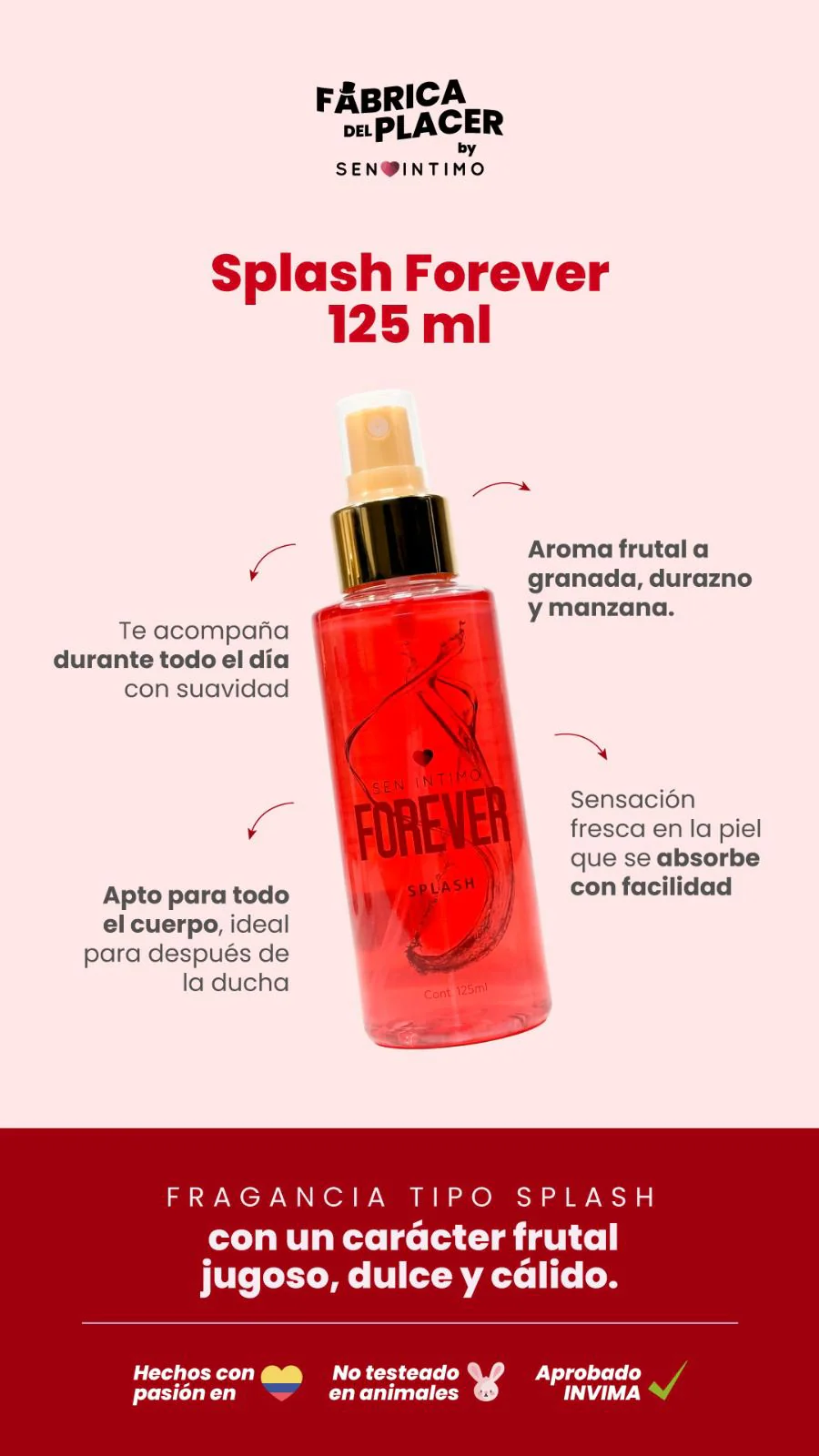 Splash Con Pheromonas Forever x 125ml Sen Intimo (Precio Sugerido Al Publico 29.900) (Copia)