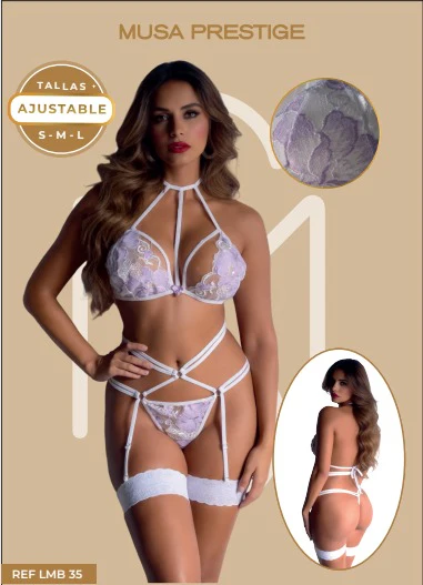 Lencería LMB 35 BLANCO ENCAJE LILA